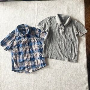 Boys' Blue Plaid Short-Sleeve Button-Up Shirt & Gray Collar Shirt Bundle
